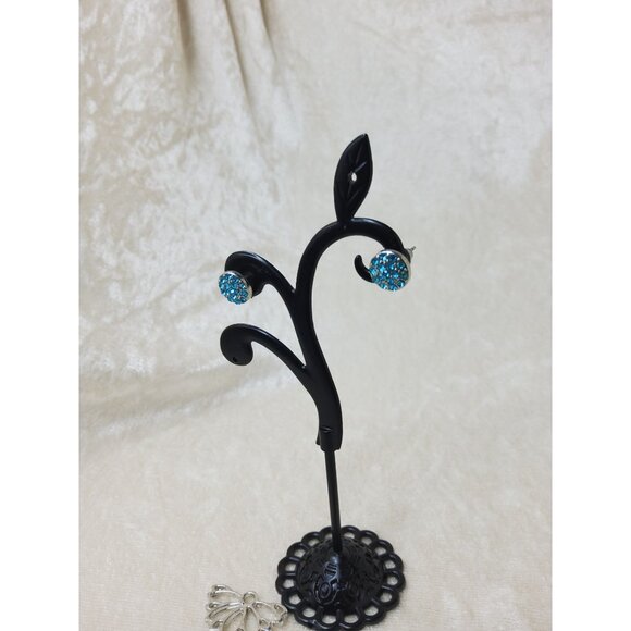 Vintage Blue Crystal Interchangeable Flower,Butterfly Earrings Jewelry Set - Picture 3 of 7